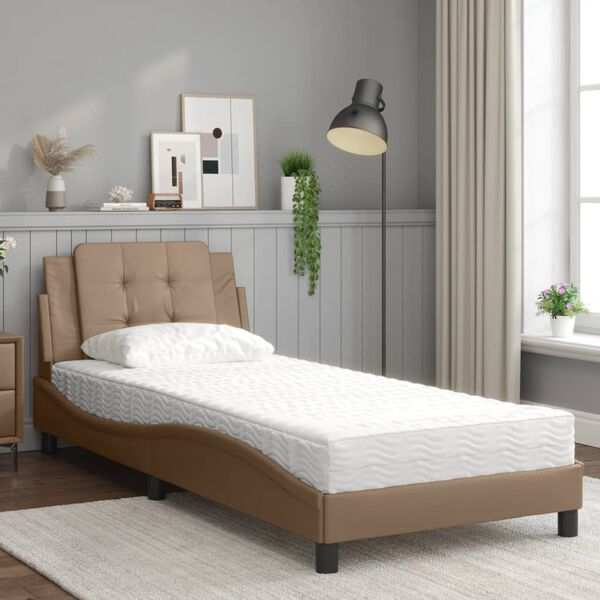 vidaXL Estructura de cama sin colch&oacute;n Zadar cuero sint&eacute;tico capuchino 80x200 cm