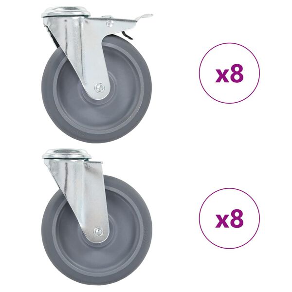 vidaXL Ruedas giratorias con agujero pasador 16 unidades 125 mm