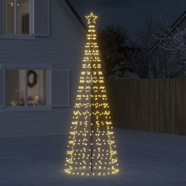 vidaXL Árbol de Navidad LED con estacas 570 LEDs blanco cálido 300 cm