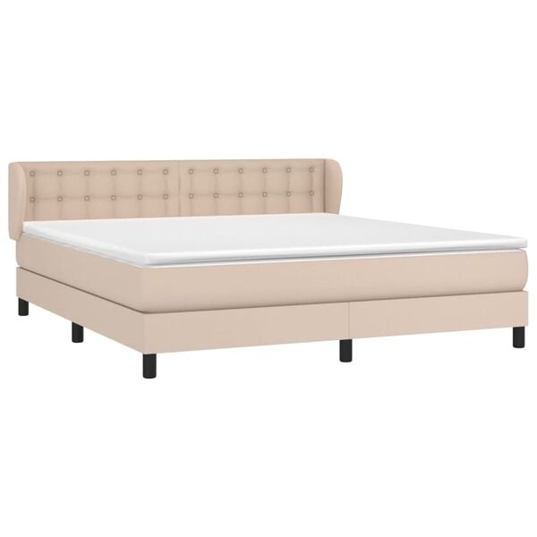 vidaXL Cama box spring con colch&oacute;n cuero sint&eacute;tico capuchino 180x200cm