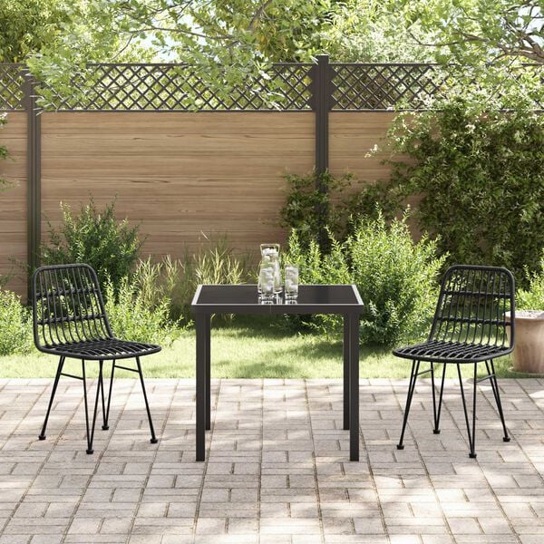 vidaXL Conjunto de Comedor de Jard&iacute;n 3 pcs Negro