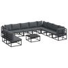 vidaXL Conjunto de sof&aacute;s de jard&iacute;n 11 uds. Negro Aluminio