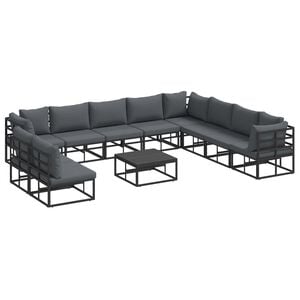 vidaXL Conjunto de sof&aacute;s de jard&iacute;n 11 uds. Negro Aluminio