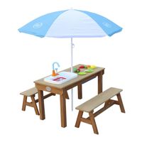 AXI Mesa de picnic arena/agua Dennis con cocina de juguete y bancos