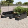 vidaXL Conjunto de sof&aacute;s de jard&iacute;n con coj&iacute;n 11 pcs Negro Polirat&aacute;n