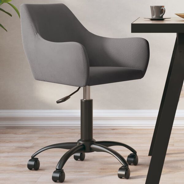 vidaXL Silla de comedor giratoria de terciopelo gris oscuro