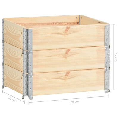 vidaXL Collares de caja de pallet 3 uds madera maciza de pino 60x80 cm