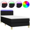 vidaXL Cama box spring con colch&oacute;n LED tela negro 90x200 cm