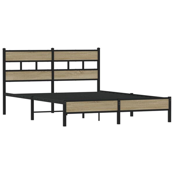 vidaXL Estructura de cama sin colch&oacute;n madera roble Sonoma 150x200 cm