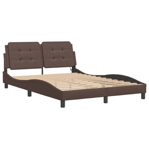 vidaXL Estructura de cama con LED sin colchón Zadar marrón 140x190 cm