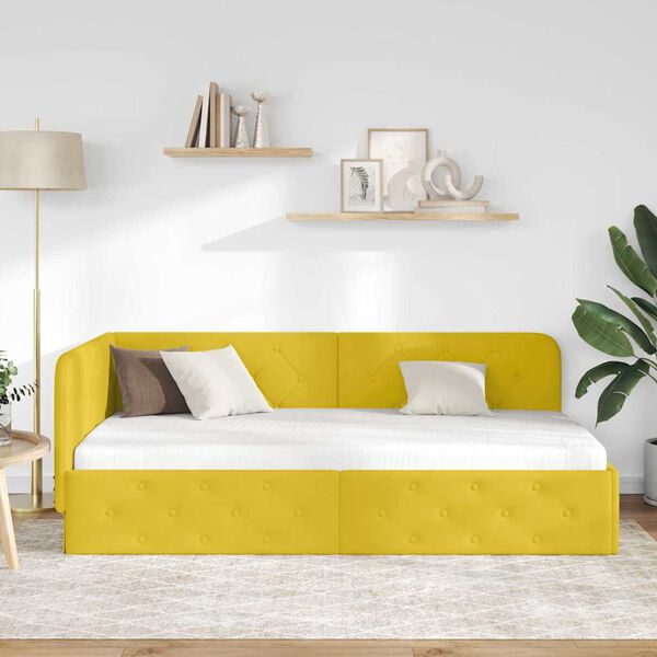 vidaXL Estructura de cama en esquina Amarillo 90 x 190 cm Terciopelo