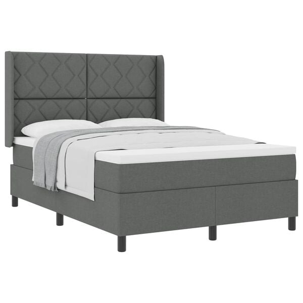 vidaXL Cama tipo Box Spring con colch&oacute;n Gris oscuro 160 x 200 cm tela