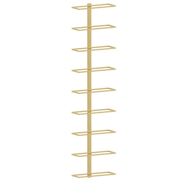 vidaXL Botellero de pared para 9 botellas hierro dorado