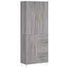 vidaXL Aparador alto madera contrachapada gris sonoma 69,5x34x180 cm