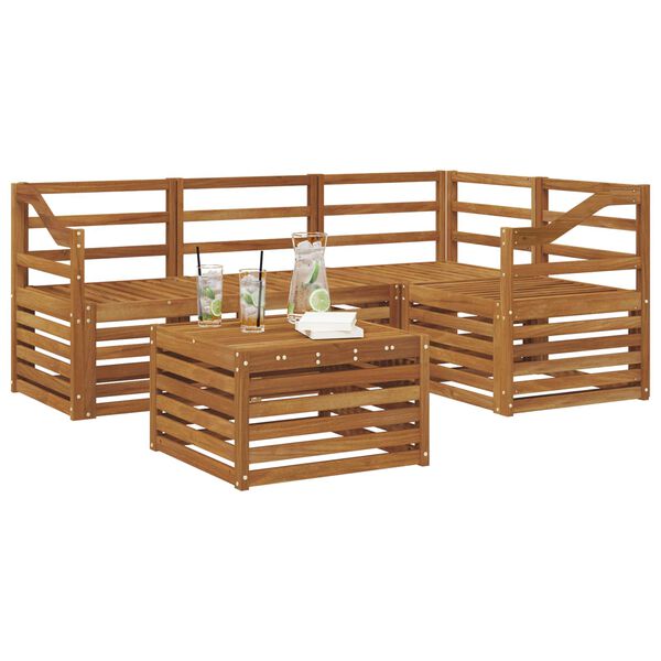 vidaXL Conjunto de sof&aacute;s de exterior 5 pcs Natural