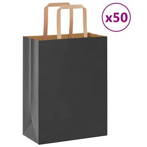 vidaXL Bolsas de papel con asas 50 uds negra 21x11x28 cm