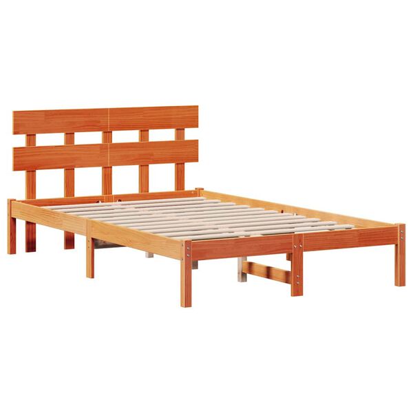 vidaXL Estructura de cama Marr&oacute;n 140 x 190 cm Madera maciza de Pino
