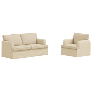 vidaXL Juego de Sof&aacute; 2 pcs Crema 162 x 80 x 85 cm tela
