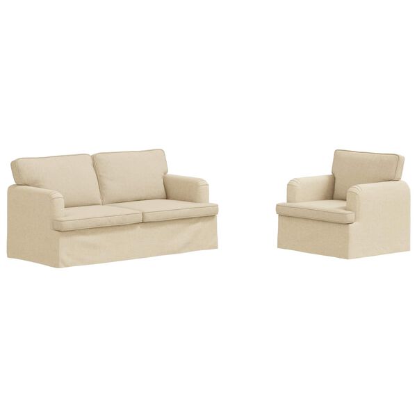 vidaXL Sof&aacute; 2 pcs Crema 162 x 80 x 85 cm tela