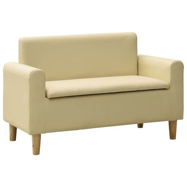 vidaXL Sof&aacute; infantil de 2 plazas de cuero sint&eacute;tico blanco crema