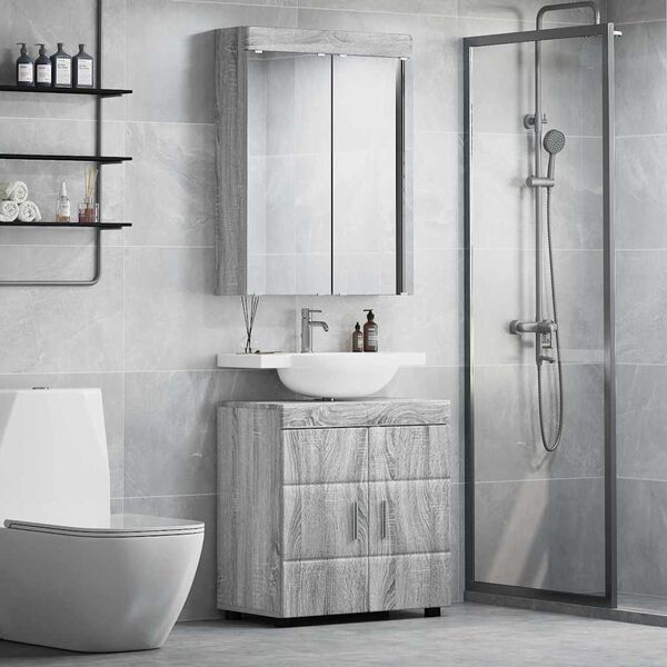 vidaXL Juego de muebles de ba&ntilde;o TULUM Gris Sonoma Madera de ingenier&iacute;a