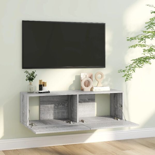 vidaXL Mueble para TV madera contrachapada gris Sonoma 100x30x30 cm