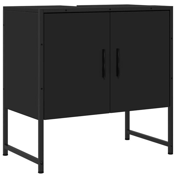 vidaXL Armario para lavabo de ba&ntilde;o madera ingenier&iacute;a negro 60x33x60 cm