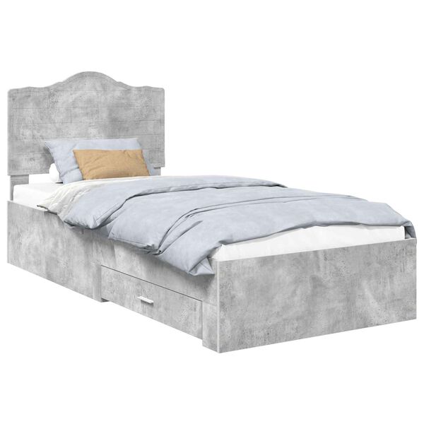 vidaXL Estructura de cama con cabecera Gris Concreto 90 x 190 cm