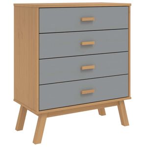 vidaXL C&oacute;moda de cajones OLDEN madera maciza de pino gris y marr&oacute;n