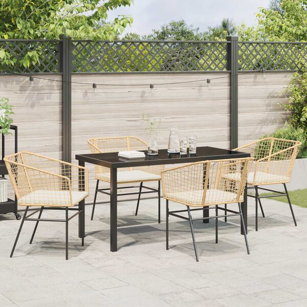 vidaXL Conjunto de Comedor de Jard&iacute;n 5 pcs Marr&oacute;n rat&aacute;n sint&eacute;tico