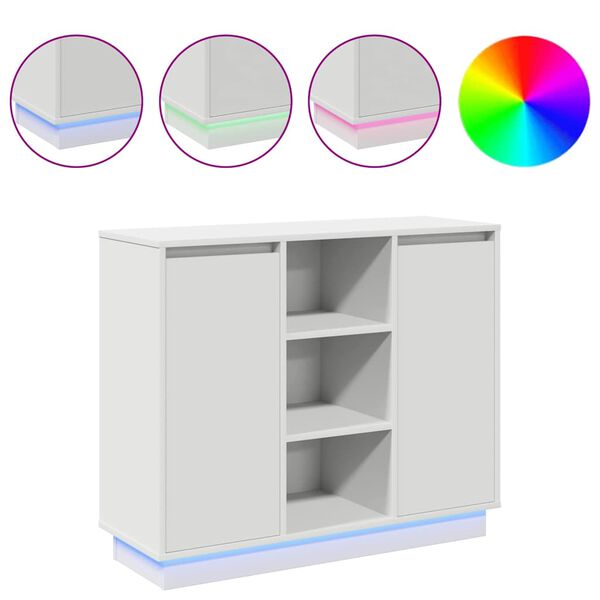 vidaXL Aparador LED con estante 90 x 32 x 75 cm Madera de ingeniería