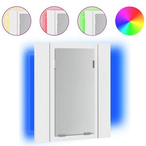 vidaXL Armario espejo de ba&ntilde;o con luz LED acr&iacute;lico blanco 40x12x45 cm