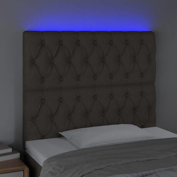 vidaXL Cabecero con luces LED tela gris taupe 100x7x118/128 cm