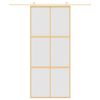 vidaXL Puerta corredera dorada vidrio ESG esmerilado aluminio 90x205cm