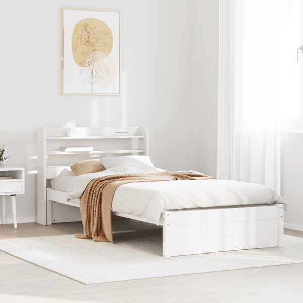 vidaXL Estructura de cama con cabecero sin colch&oacute;n blanco 90x200 cm