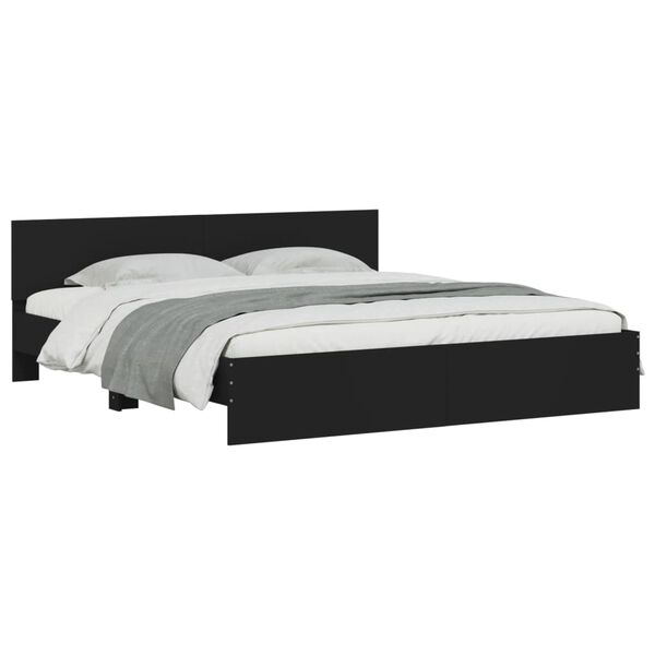 vidaXL Estructura cama LED sin colch&oacute;n cuero sint&eacute;tico negro 180x200cm