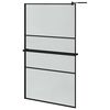 vidaXL Mampara ducha con estante vidrio ESG y aluminio negro 115x195cm
