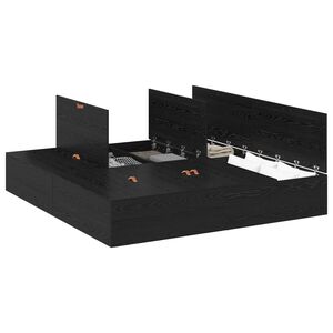 vidaXL Cama con almacenamiento Roble Negro 200 x 200 cm