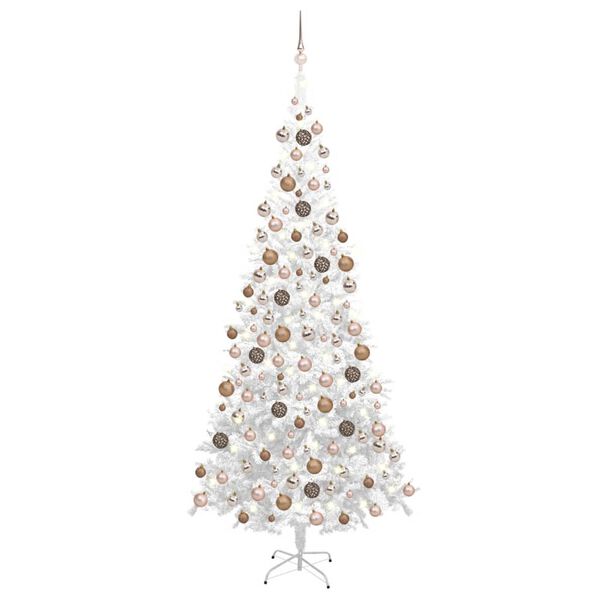 vidaXL &Aacute;rbol de Navidad artificial con luces y bolas blanco 240 cm