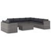 vidaXL Set de muebles de jard&iacute;n 10 pzas y cojines rat&aacute;n sint&eacute;tico gris