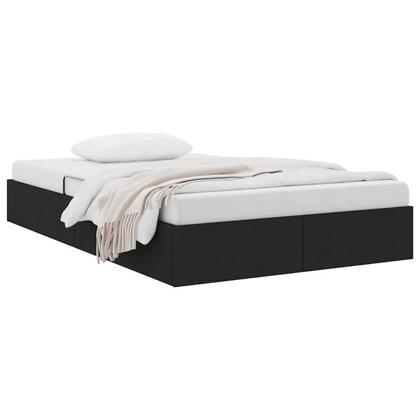 vidaXL Cama con almacenamiento con colch&oacute;n Negro 120 x 200 cm tela
