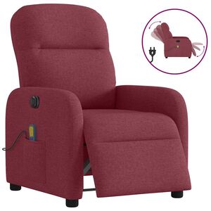 vidaXL Sill&oacute;n de masaje reclinable el&eacute;ctrico tela rojo tinto