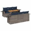 vidaXL Set de sof&aacute;s de jard&iacute;n 7 pzas con cojines rat&aacute;n sint&eacute;tico gris