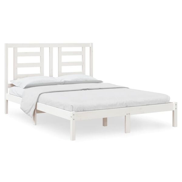 vidaXL Estructura de cama sin colch&oacute;n madera de pino blanca 140x190 cm