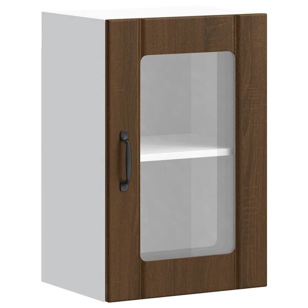 vidaXL Armario de pared para cocina puerta cristal Lucca roble marr&oacute;n
