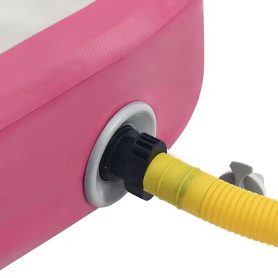 vidaXL Esterilla inflable de gimnasia con bomba PVC rosa 700x100x15 cm