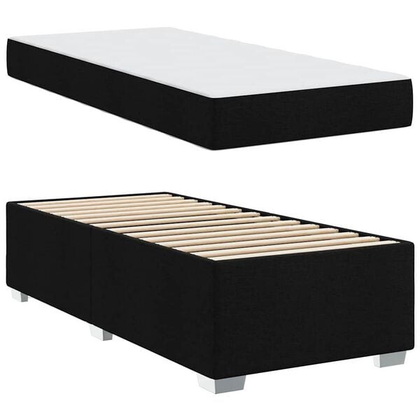 vidaXL Estructura de cama con colch&oacute;n Negro 90 x 190 cm tela