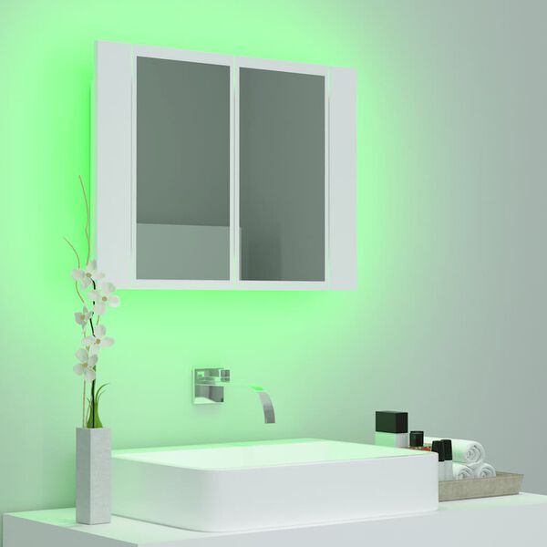 vidaXL Armario espejo de ba&ntilde;o con luz LED acr&iacute;lico blanco 60x12x45 cm