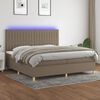 vidaXL Cama box spring colch&oacute;n y luces LED tela gris taupe 200x200 cm