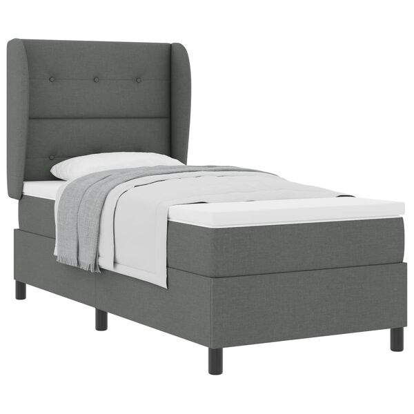 vidaXL Cama tipo Box Spring con colch&oacute;n Gris oscuro 90 x 200 cm tela